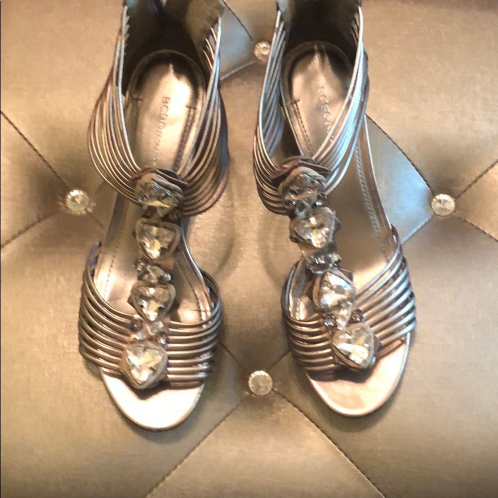 Pewter wedge sandals
